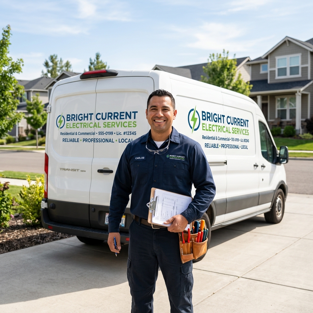 Professional electrician ready for service