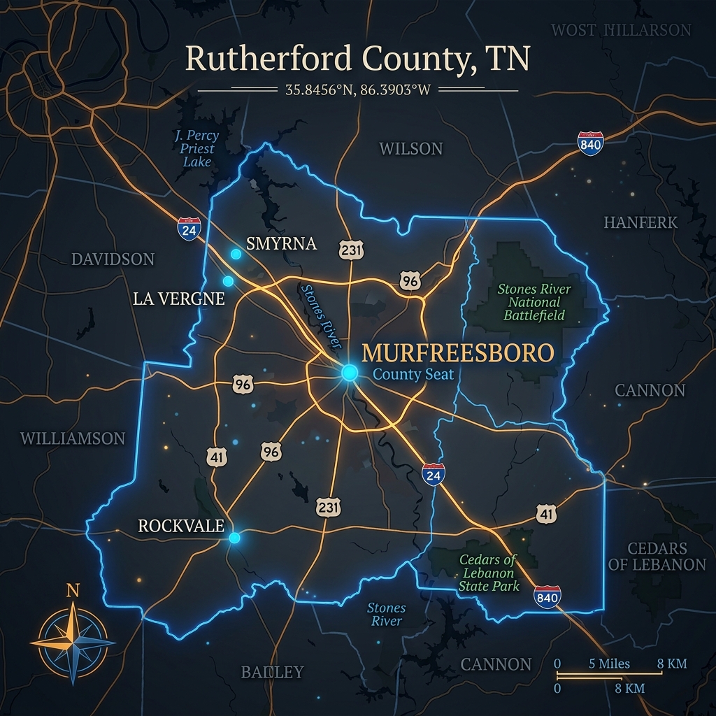 Service Area Map - Murfreesboro, Smyrna, La Vergne, Rockvale, Christiana